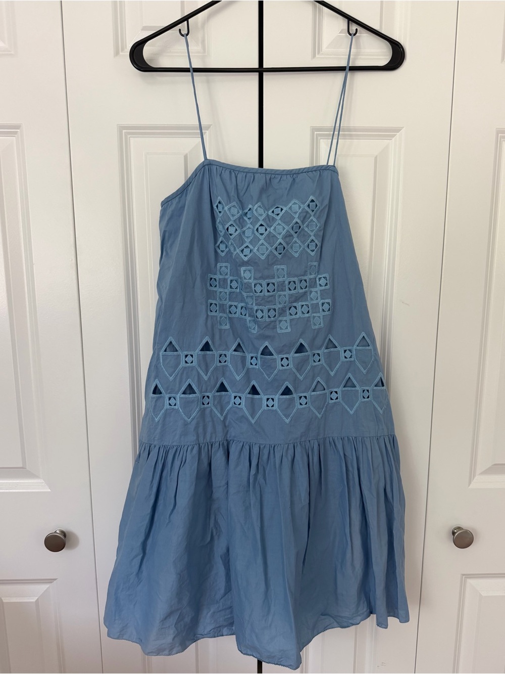 Tibi Eyelet Embroidery Strappy Mini Dress